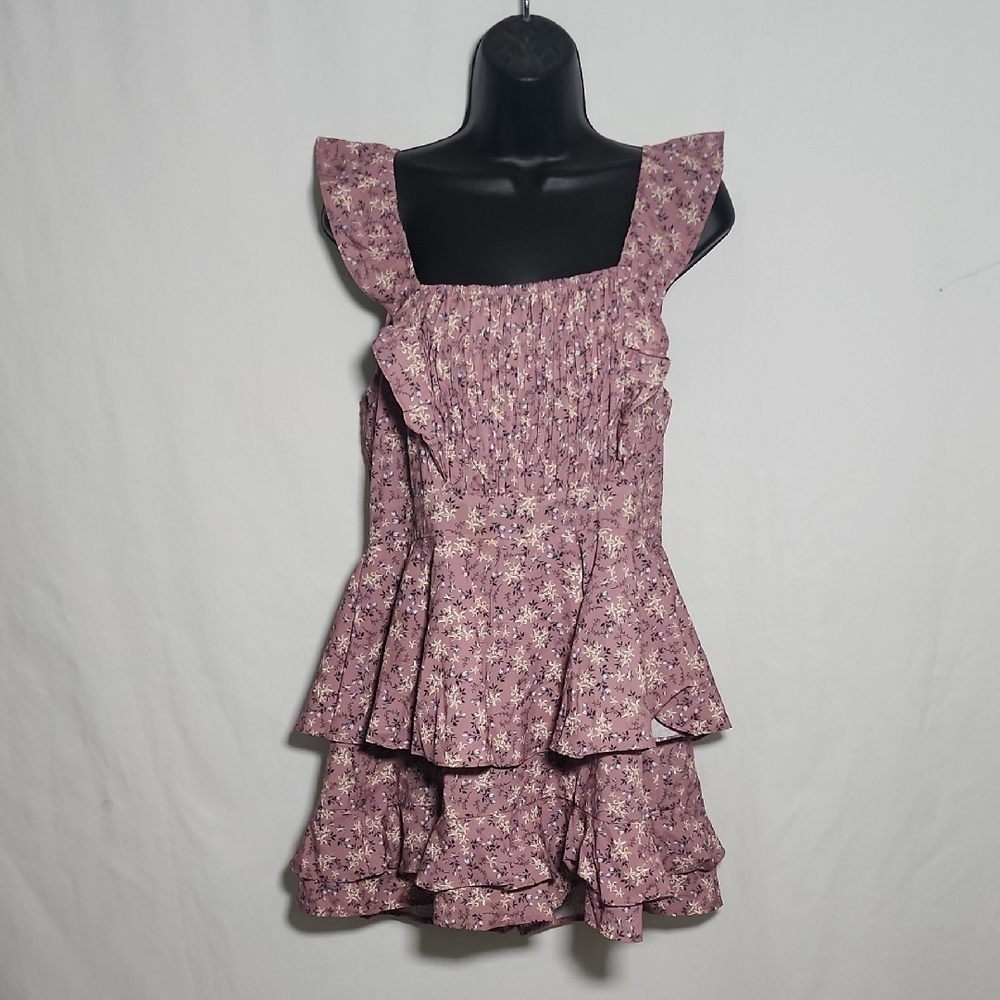 Romper Floral Ruffle Jumpsuit in Purple - Picture 2 of 5